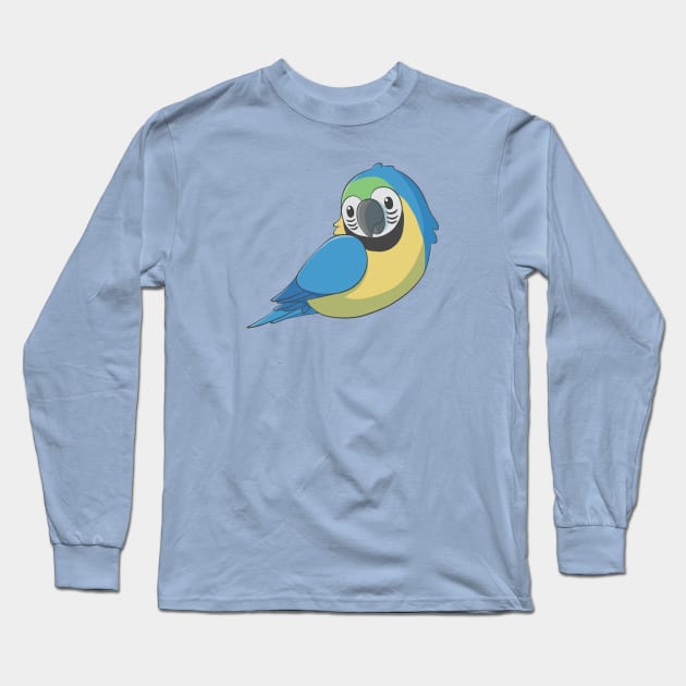 Cute fluffy blue & yellow macaw Long Sleeve T-Shirt by AniBeanz